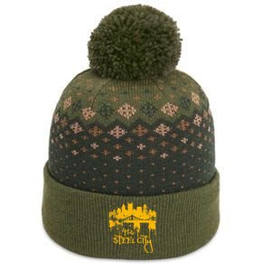 Pittsburgh Steel City Skyline The Baniff Cuffed Pom Beanie