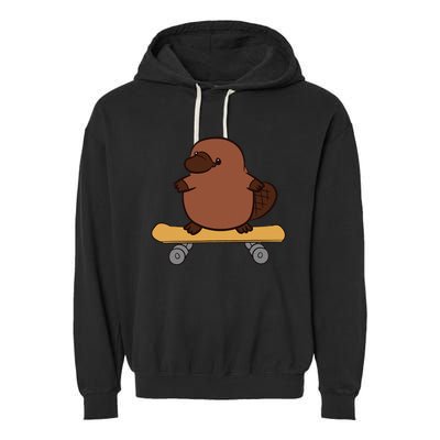 Platypus Skateboard Cute Skateboarding Platypus Garment-Dyed Fleece Hoodie