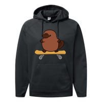 Platypus Skateboard Cute Skateboarding Platypus Performance Fleece Hoodie