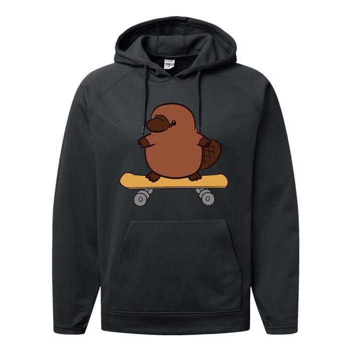 Platypus Skateboard Cute Skateboarding Platypus Performance Fleece Hoodie