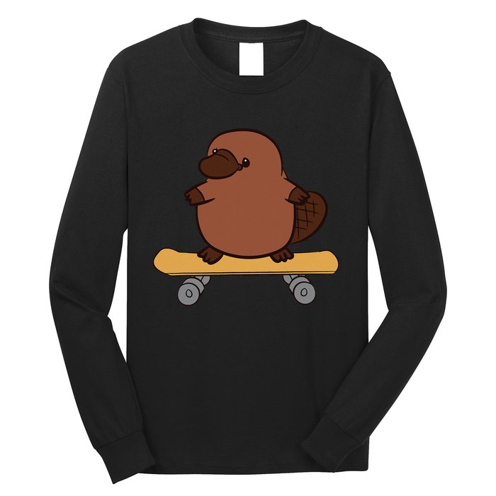 Platypus Skateboard Cute Skateboarding Platypus Long Sleeve Shirt