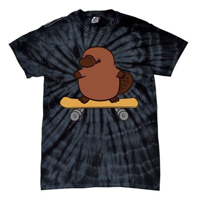 Platypus Skateboard Cute Skateboarding Platypus Tie-Dye T-Shirt