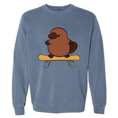 Platypus Skateboard Cute Skateboarding Platypus Garment-Dyed Sweatshirt