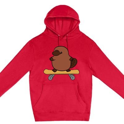 Platypus Skateboard Cute Skateboarding Platypus Premium Pullover Hoodie