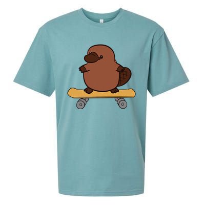 Platypus Skateboard Cute Skateboarding Platypus Sueded Cloud Jersey T-Shirt