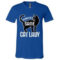 Purrfectly Sane Cat Lady I Love My Cats Great Gift V-Neck T-Shirt