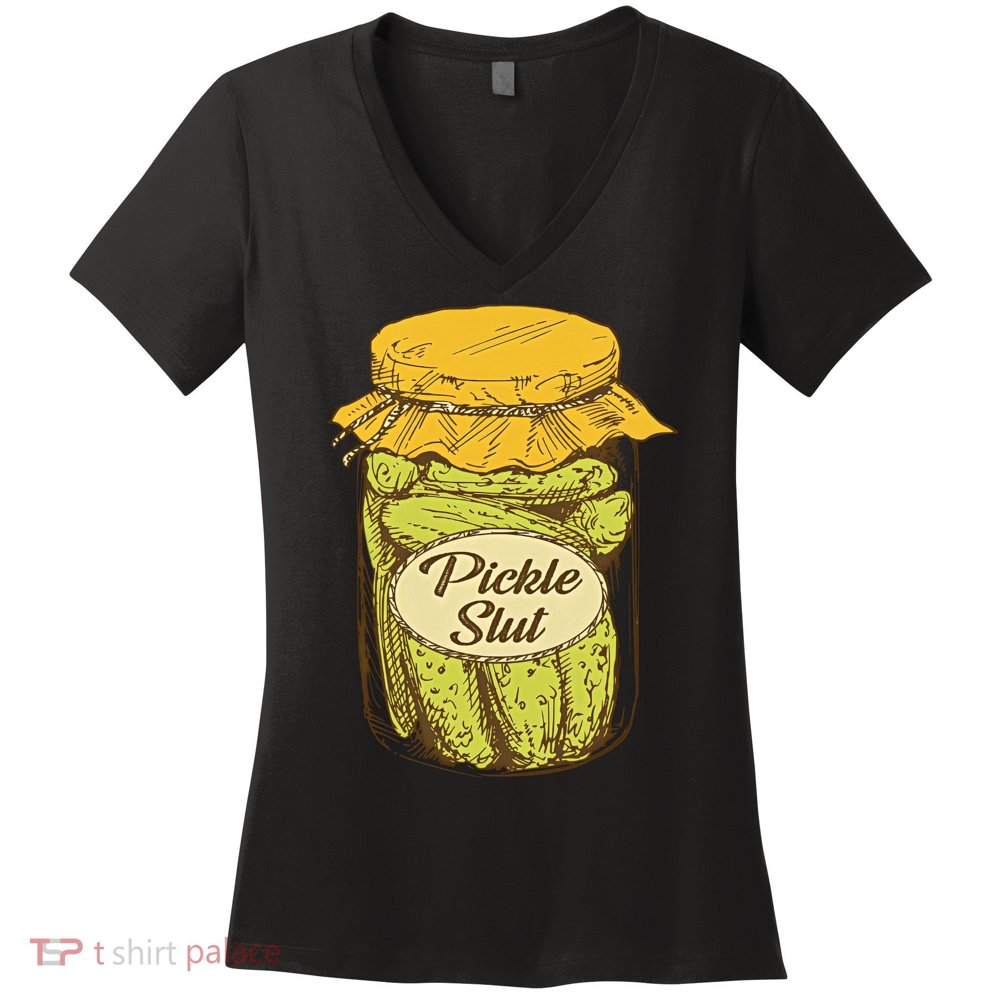 Pickle Slut Canned Pickles Pickle Lovers Pickle Art Women's V-Neck T-Shirt