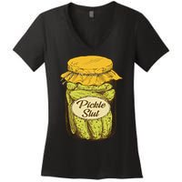 Pickle Slut Canned Pickles Pickle Lovers Pickle Art Women's V-Neck T-Shirt