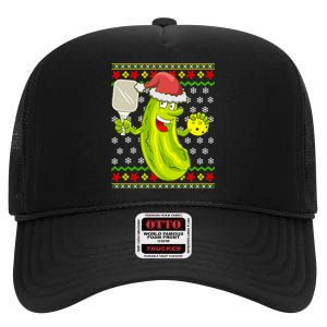 Pickleball Santa Claus Ugly Christmas High Crown Mesh Back Trucker Hat