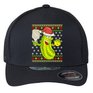 Pickleball Santa Claus Ugly Christmas Flexfit Unipanel Trucker Cap