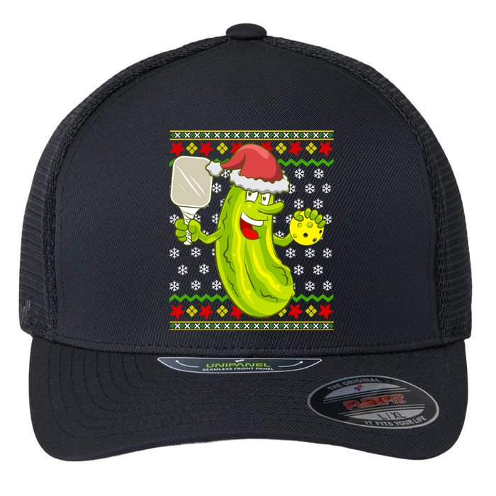 Pickleball Santa Claus Ugly Christmas Flexfit Unipanel Trucker Cap