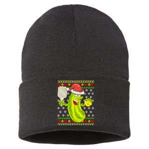 Pickleball Santa Claus Ugly Christmas Sustainable Knit Beanie