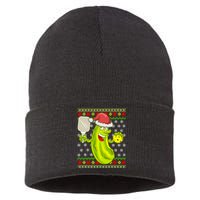 Pickleball Santa Claus Ugly Christmas Sustainable Knit Beanie