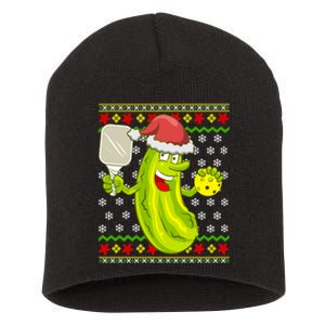 Pickleball Santa Claus Ugly Christmas Short Acrylic Beanie