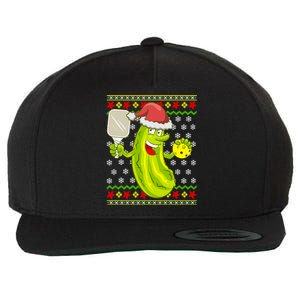 Pickleball Santa Claus Ugly Christmas Wool Snapback Cap