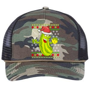 Pickleball Santa Claus Ugly Christmas Retro Rope Trucker Hat Cap