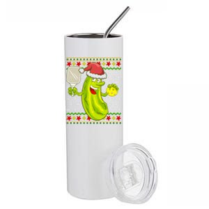 Pickleball Santa Claus Ugly Christmas Stainless Steel Tumbler