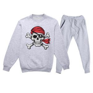 Pirate Skull Crossbones Halloween Costume Premium Crewneck Sweatsuit Set