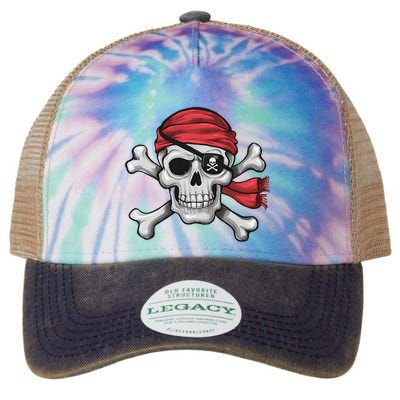 Pirate Skull Crossbones Halloween Costume Legacy Tie Dye Trucker Hat