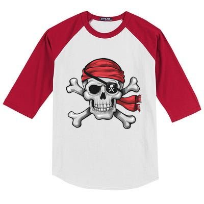 Pirate Skull Crossbones Halloween Costume Kids Colorblock Raglan Jersey