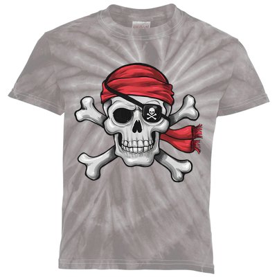 Pirate Skull Crossbones Halloween Costume Kids Tie-Dye T-Shirt