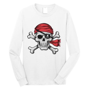 Pirate Skull Crossbones Halloween Costume Long Sleeve Shirt