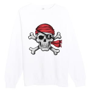 Pirate Skull Crossbones Halloween Costume Premium Crewneck Sweatshirt