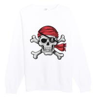 Pirate Skull Crossbones Halloween Costume Premium Crewneck Sweatshirt