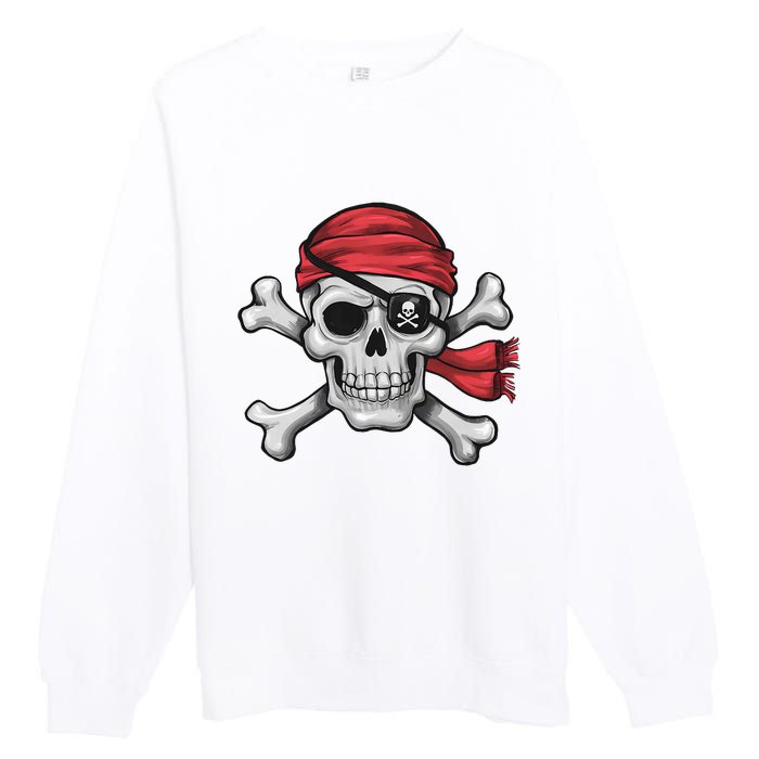 Pirate Skull Crossbones Halloween Costume Premium Crewneck Sweatshirt