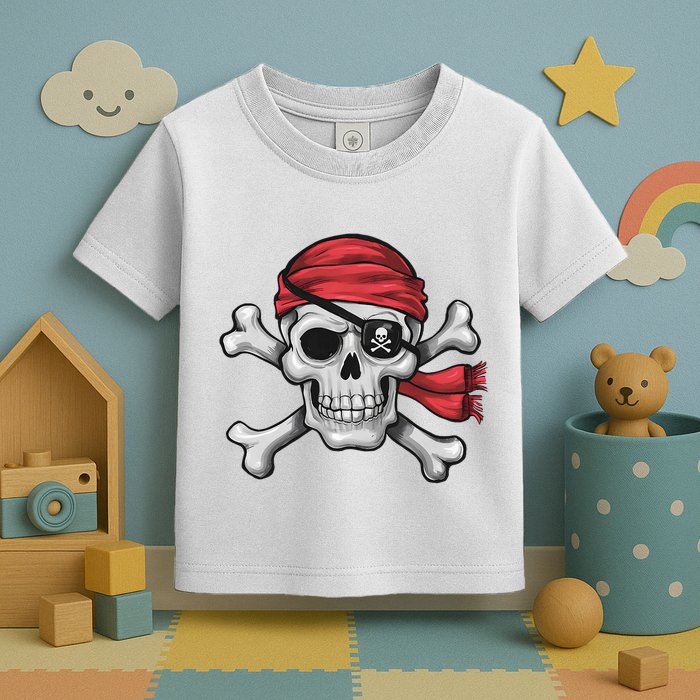 Pirate Skull Crossbones Halloween Costume Toddler T-Shirt