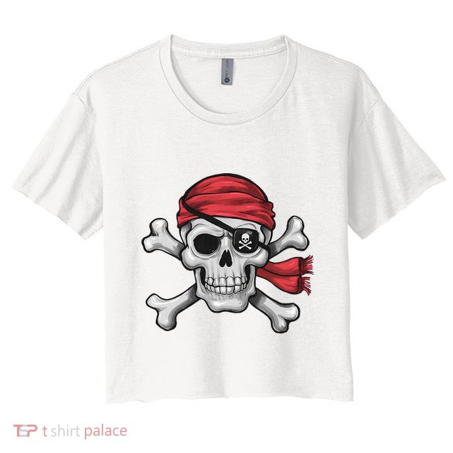 Pirate Skull Crossbones Halloween Costume Crop Top