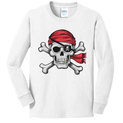 Pirate Skull Crossbones Halloween Costume Kids Long Sleeve Shirt