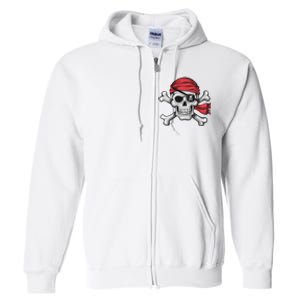 Pirate Skull Crossbones Halloween Costume Full Zip Hoodie