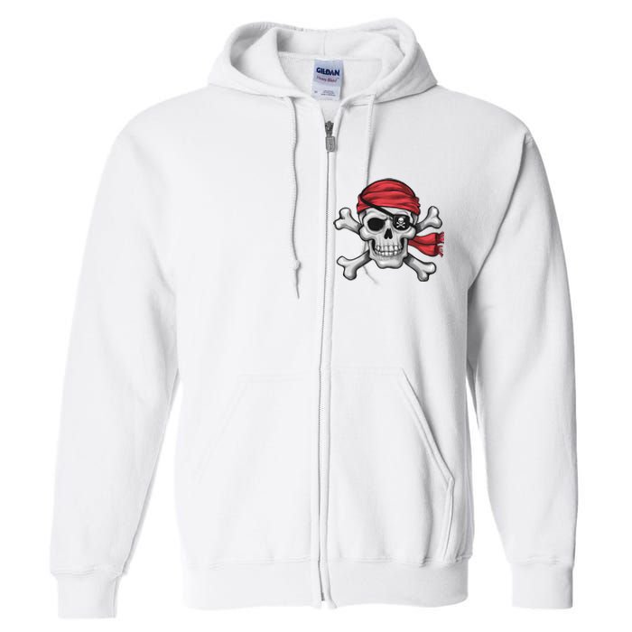 Pirate Skull Crossbones Halloween Costume Full Zip Hoodie