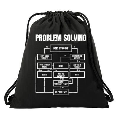 Problem Solving Chart Flow Chart Geek Nerd Funny Gift Drawstring Bag