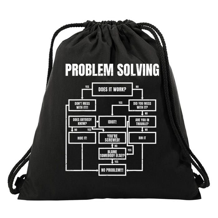 Problem Solving Chart Flow Chart Geek Nerd Funny Gift Drawstring Bag