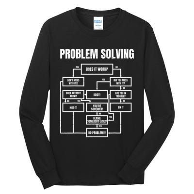 Problem Solving Chart Flow Chart Geek Nerd Funny Gift Tall Long Sleeve T-Shirt