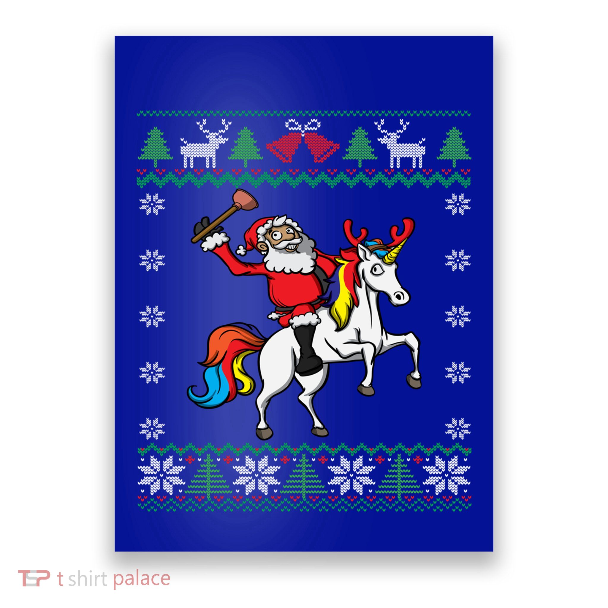 Plumber Santa Claus Holding Plunger Plumbing Ugly Christmas Cute Gift Poster
