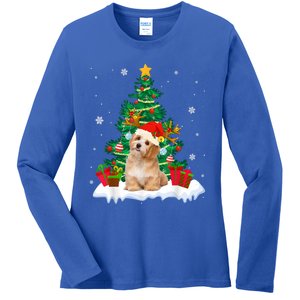 Poodle Santa Christmas Tree Light Pajama Dog Xmas Great Gift Ladies Long Sleeve Shirt