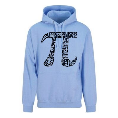 Pi Symbol Created Out Of The Word Pi Over And Over Gift Unisex Surf Hoodie