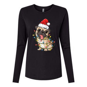 Pug Santa Christmas Tree Lights Xmas Boys Pugmas Dog Dogmas Cool Gift Womens Cotton Relaxed Long Sleeve T-Shirt