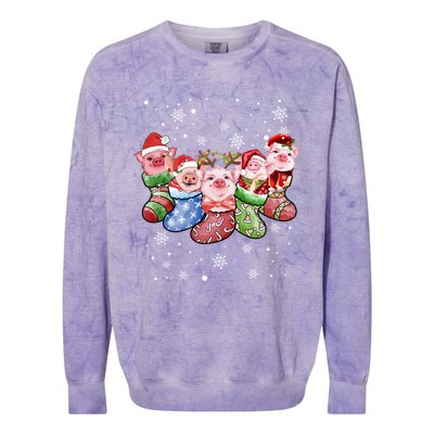 Pig Socks Christmas Ugly Pig Merry Christmas Gift Colorblast Crewneck Sweatshirt