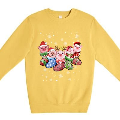 Pig Socks Christmas Ugly Pig Merry Christmas Gift Premium Crewneck Sweatshirt