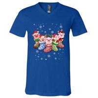 Pig Socks Christmas Ugly Pig Merry Christmas Gift V-Neck T-Shirt