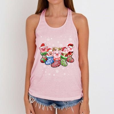 Pig Socks Christmas Ugly Pig Merry Christmas Gift Women's Knotted Racerback Tank