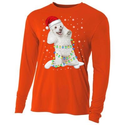 Poodle Santa Christmas Tree Lights Xmas Gift Cooling Performance Long Sleeve Crew