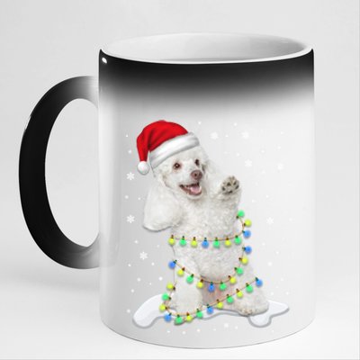 Poodle Santa Christmas Tree Lights Xmas Gift 11oz Black Color Changing Mug