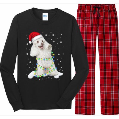 Poodle Santa Christmas Tree Lights Xmas Gift Long Sleeve Pajama Set