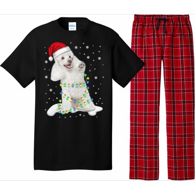 Poodle Santa Christmas Tree Lights Xmas Gift Pajama Set