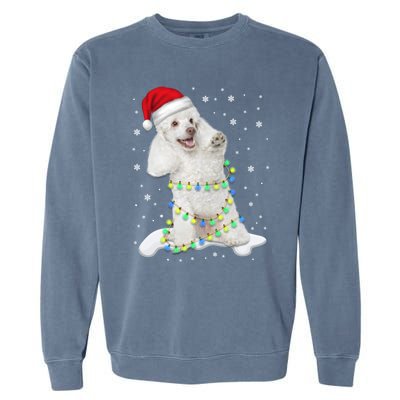 Poodle Santa Christmas Tree Lights Xmas Gift Garment-Dyed Sweatshirt